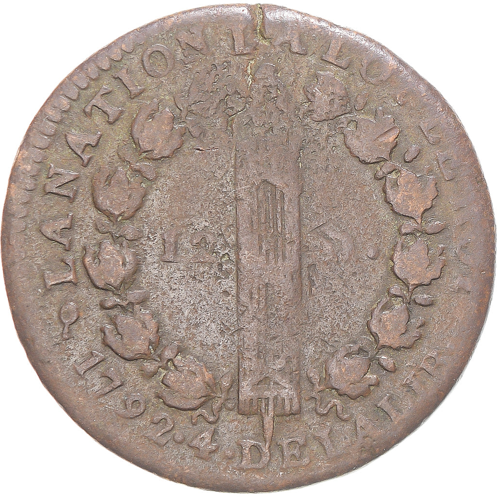 Moneta, Francia, Louis XVI, 12 Deniers, 1792 / AN 4, Bordeaux, B+, Bronzo