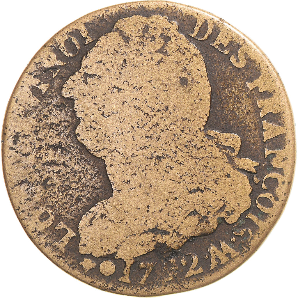 Moeda, França, Louis XVI, 2 Sols, 1792 / AN 4, Metz, F(12-15), Métal de
