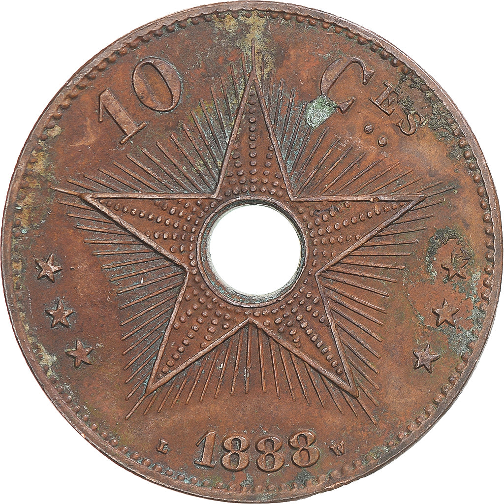 Monnaie, Congo belge, Leopold II, 10 Centimes, 1888, TTB, Cuivre