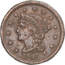 Moneta, USA, Braided Hair Cent, 1845, Philadelphia, VF(30-35), Miedź