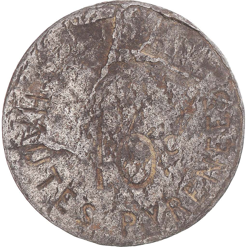 Francia, 10 Centimes, Ville de Tarbes, 1917, BC+, Hierro