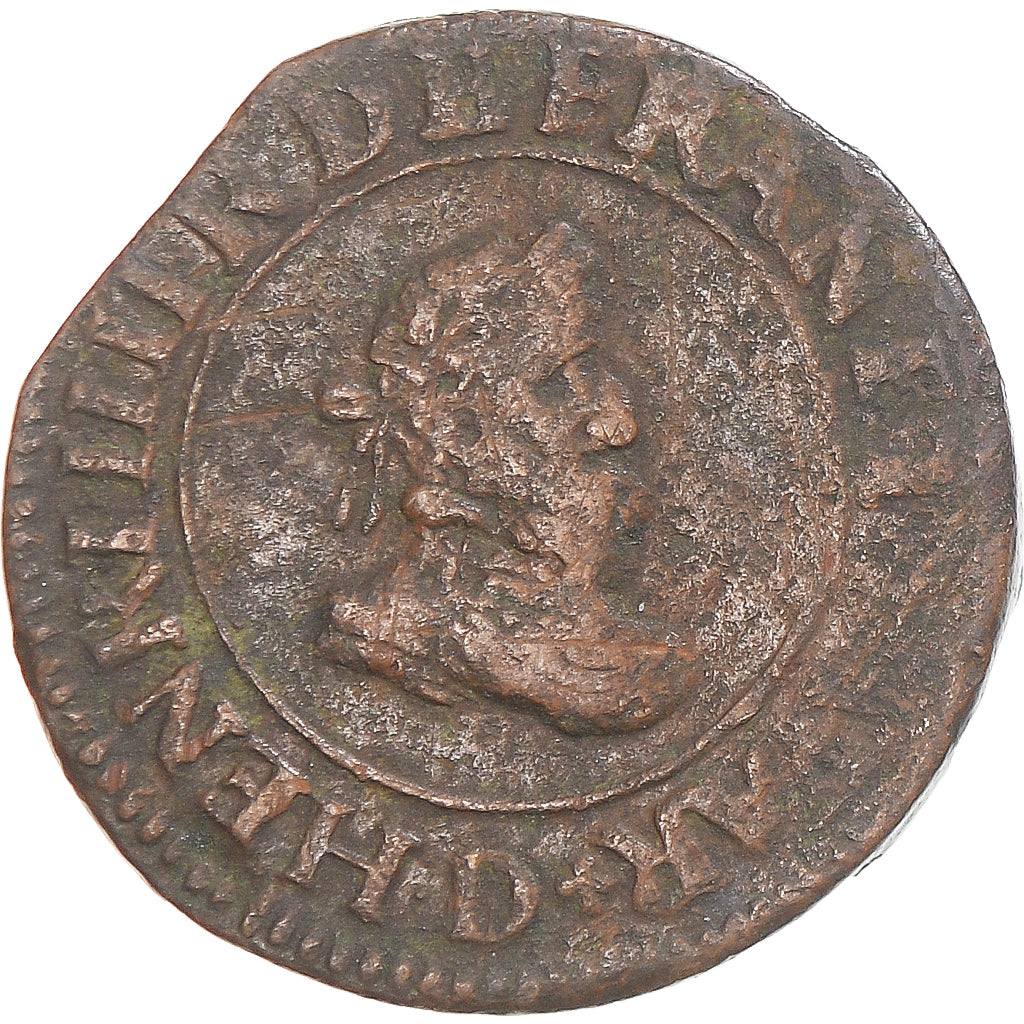 Moeda, França, Henri IV, Double Tournois, 1609, Paris, VF(20-25), Cobre