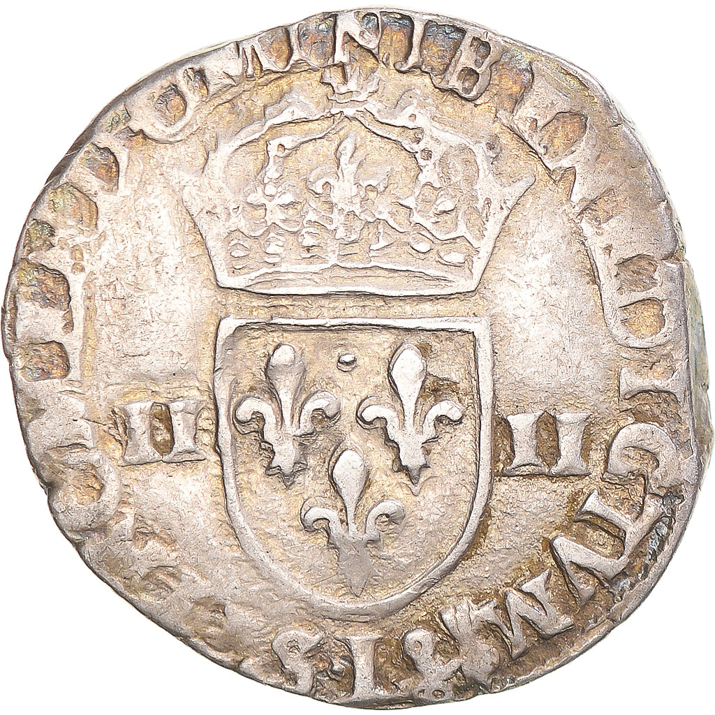 Moeda, França, Henri III, 1/4 Ecu, 1583, Bayonne, VF(30-35), Prata, Gadoury:494