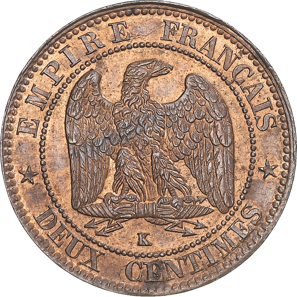 Moneda, Francia, Napoleon III, 2 Centimes, 1856, Bordeaux, MBC, Bronce