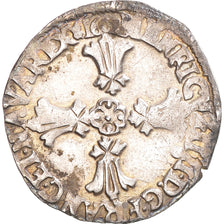 Münze, Frankreich, Henri IV, 1/4 Ecu, 1607, Rennes, S+, Silber, Gadoury:597