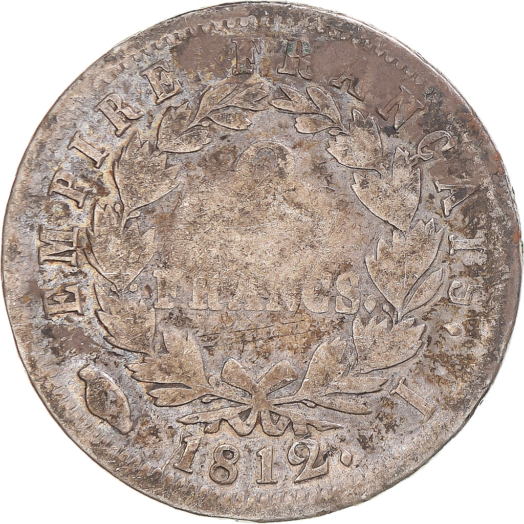 Moeda, França, Napoleon I, 2 Francs, 1812, Paris, F(12-15), Prata, Gadoury:501