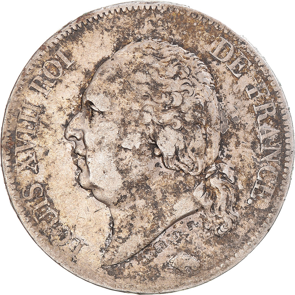 Moneta, Francja, Louis XVIII, 5 Francs, 1816, Bayonne, EF(40-45), Srebro