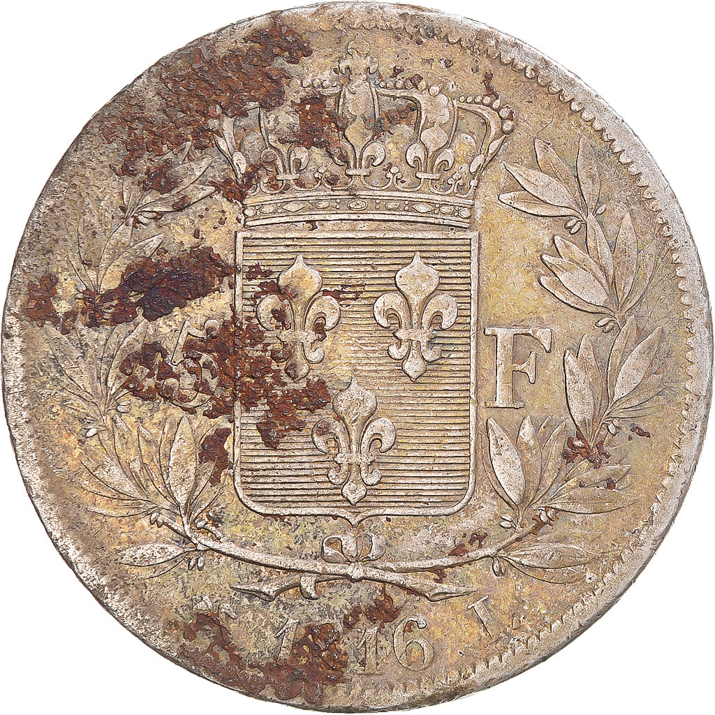 Moneta, Francja, Louis XVIII, 5 Francs, 1816, Bayonne, EF(40-45), Srebro