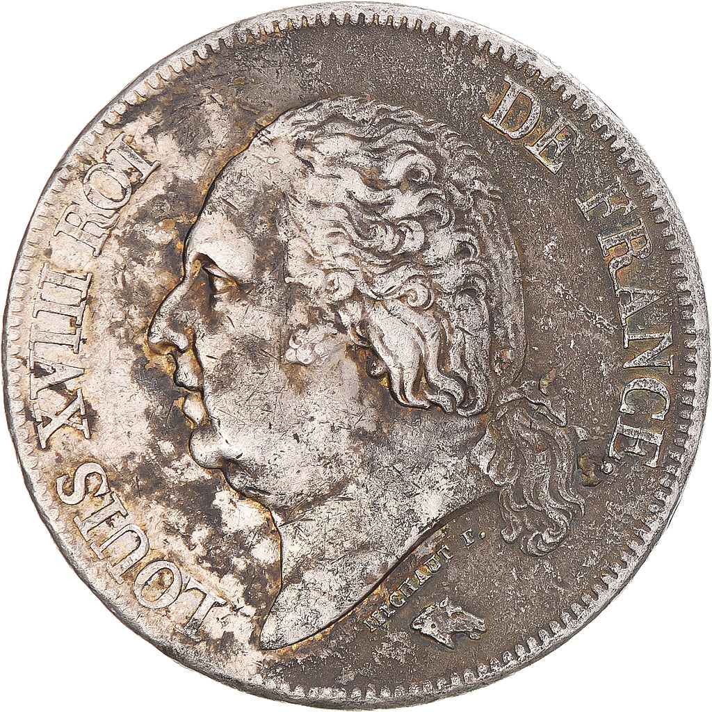 Coin, France, Louis XVIII, 5 Francs, 1824, Paris, EF(40-45), Silver, Gadoury:614