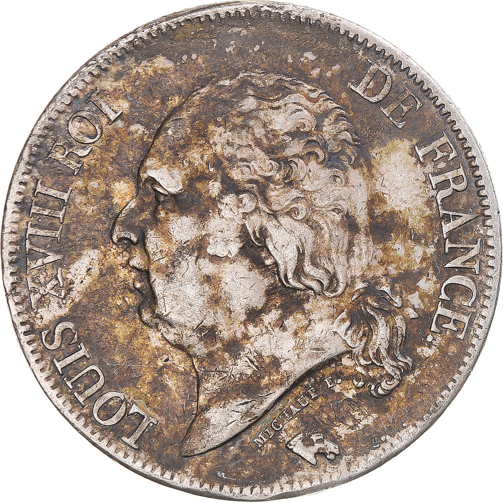 Coin, France, Louis XVIII, 5 Francs, 1824, Perpignan, EF(40-45), Silver
