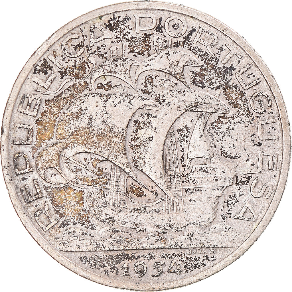Coin, Portugal, 10 Escudos, 1954, AU(50-53), Silver