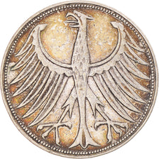 Coin, GERMANY - FEDERAL REPUBLIC, 5 Mark, 1951, Stuttgart, VF(30-35), Silver