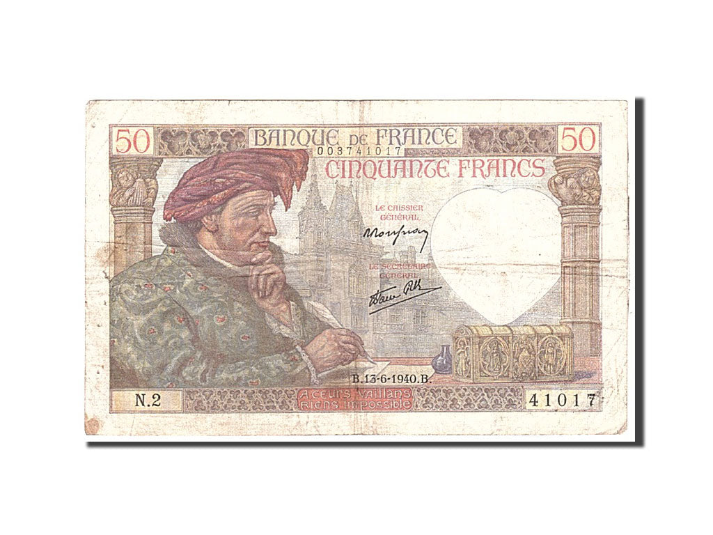 Billet, France, 50 Francs, 1940, 1940-06-13, TB, Fayette:19.1, KM:93