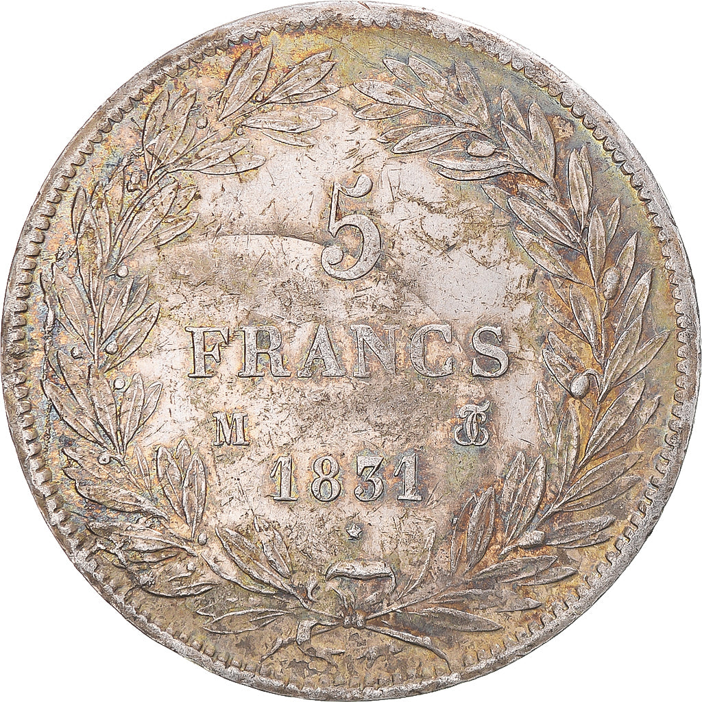 Moeda, França, Louis-Philippe, 5 Francs, 1831, Toulouse, VF(30-35), Prata