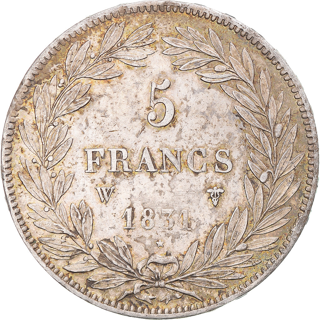 Moneta, Francia, Louis-Philippe, 5 Francs, 1831, Lille, MB+, Argento
