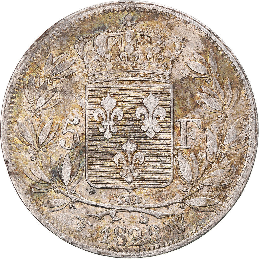 Moneta, Francia, Charles X, 5 Francs, 1826, Lille, MB+, Argento, Gadoury:643