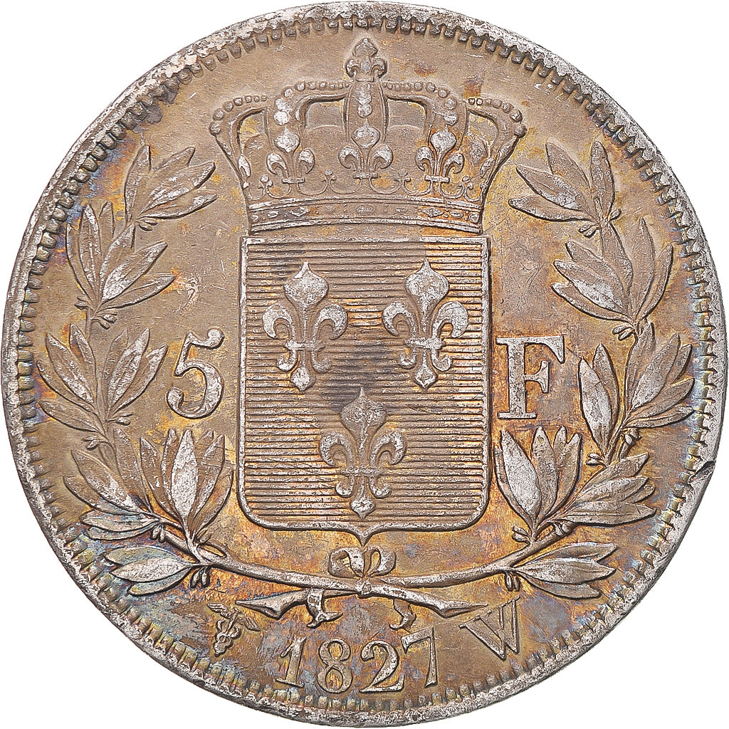 Münze, Frankreich, Charles X, 5 Francs, 1827, Lille, S+, Silber, Gadoury:644