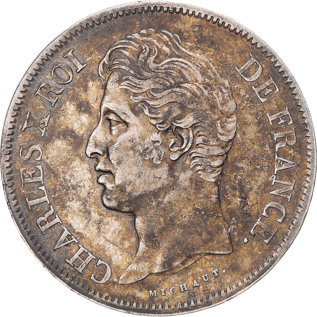 Coin, France, Charles X, 5 Francs, 1828, Perpignan, EF(40-45), Silver