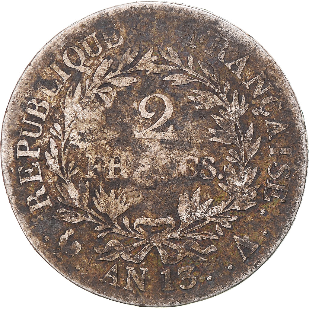 Moneta, Francja, Napoleon I, 2 Francs, AN 13, Paris, VF(20-25), Srebro
