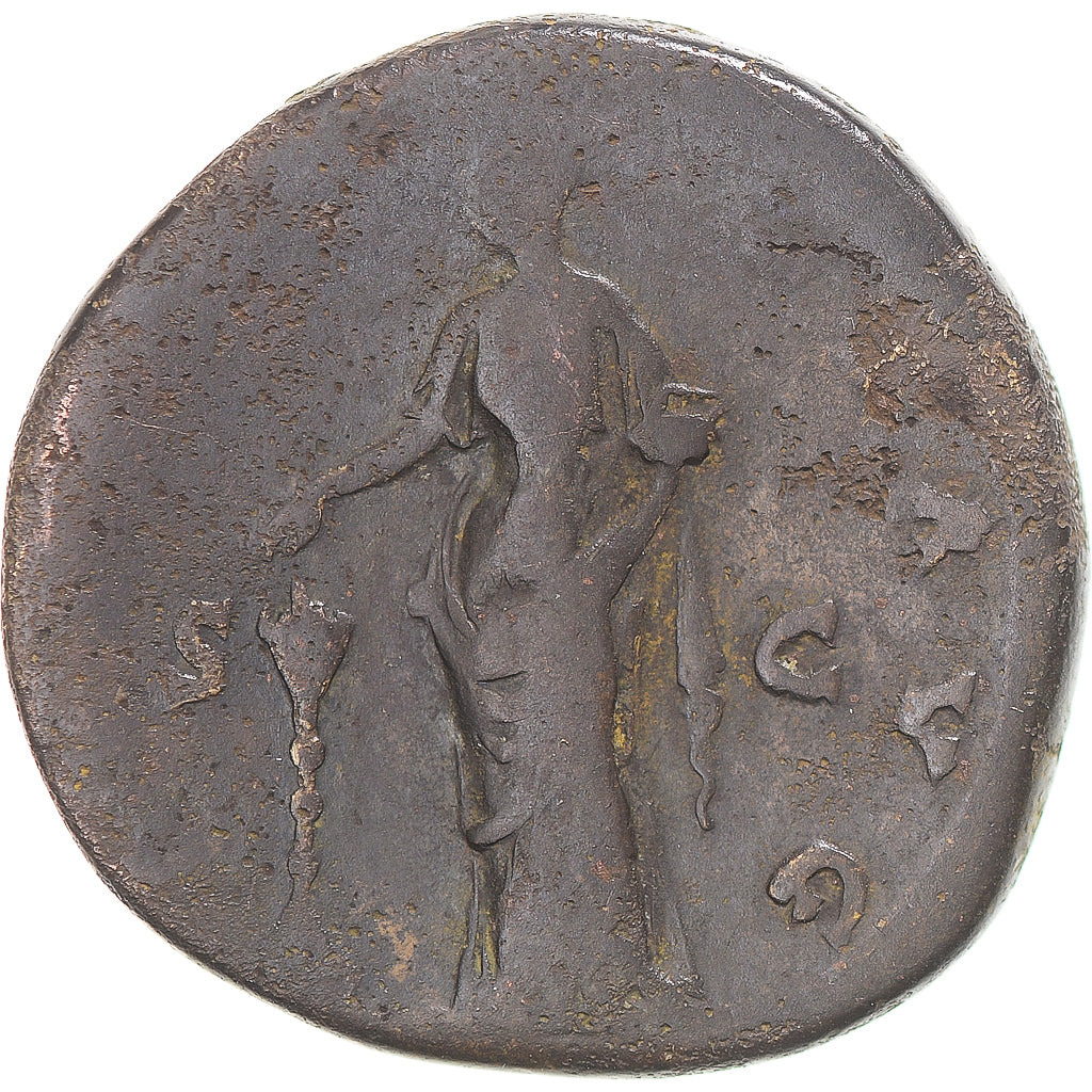 Moeda, Diva Faustina I, Sestertius, 141, Rome, F(12-15), Bronze, RIC:1146a