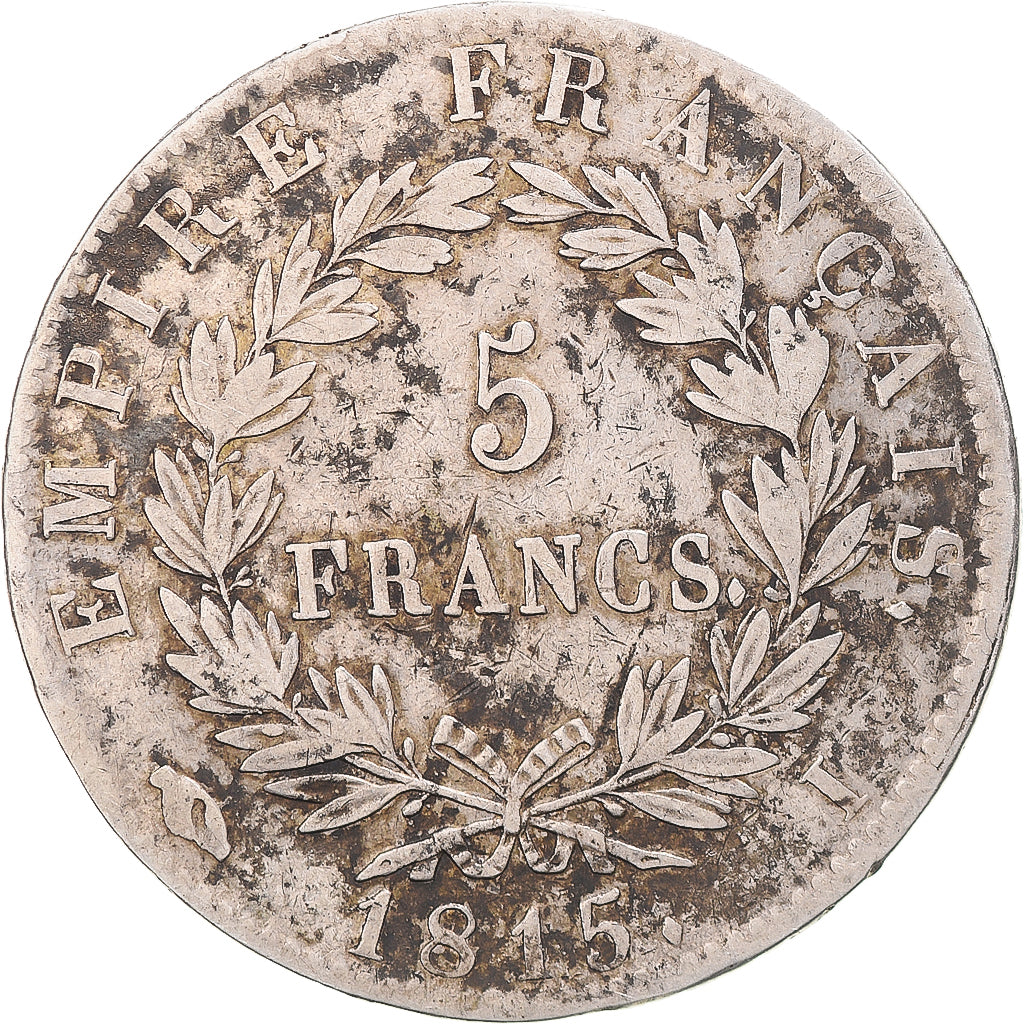 Moneta, Francia, Napoleon I, 5 Francs, 1815, Limoges, MB+, Argento, Gadoury:595