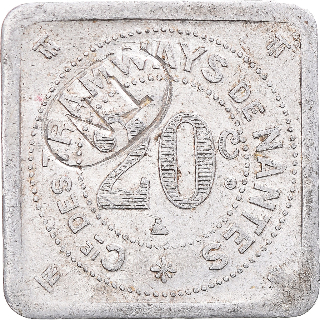France, 20 Centimes, Tramways de Nantes, EF(40-45), Aluminium