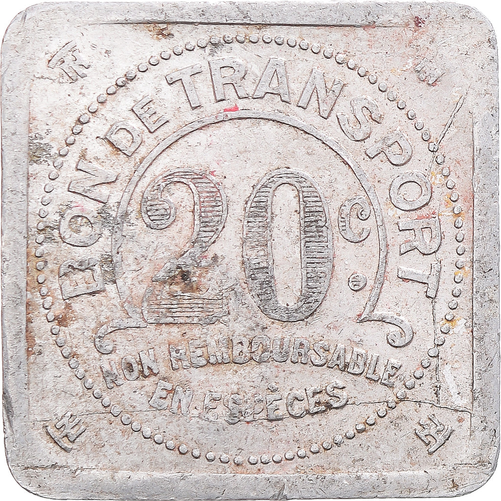 France, 20 Centimes, Tramways de Nantes, EF(40-45), Aluminium