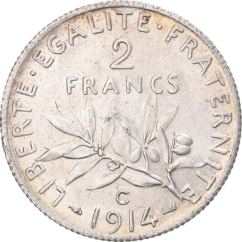 Münze, Frankreich, Semeuse, 2 Francs, 1914, Castelsarrasin, SS+, Silber