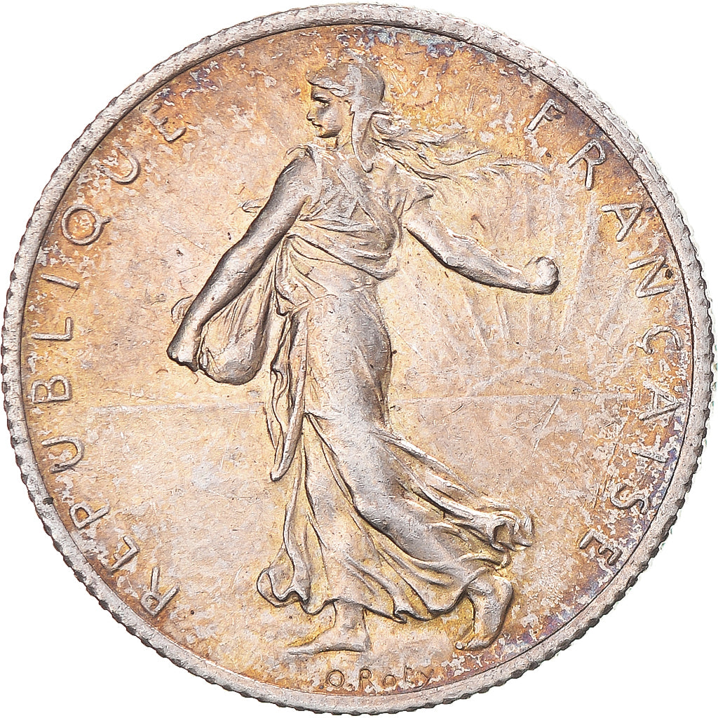 Moeda, França, Semeuse, 2 Francs, 1914, Castelsarrasin, AU(55-58), Prata