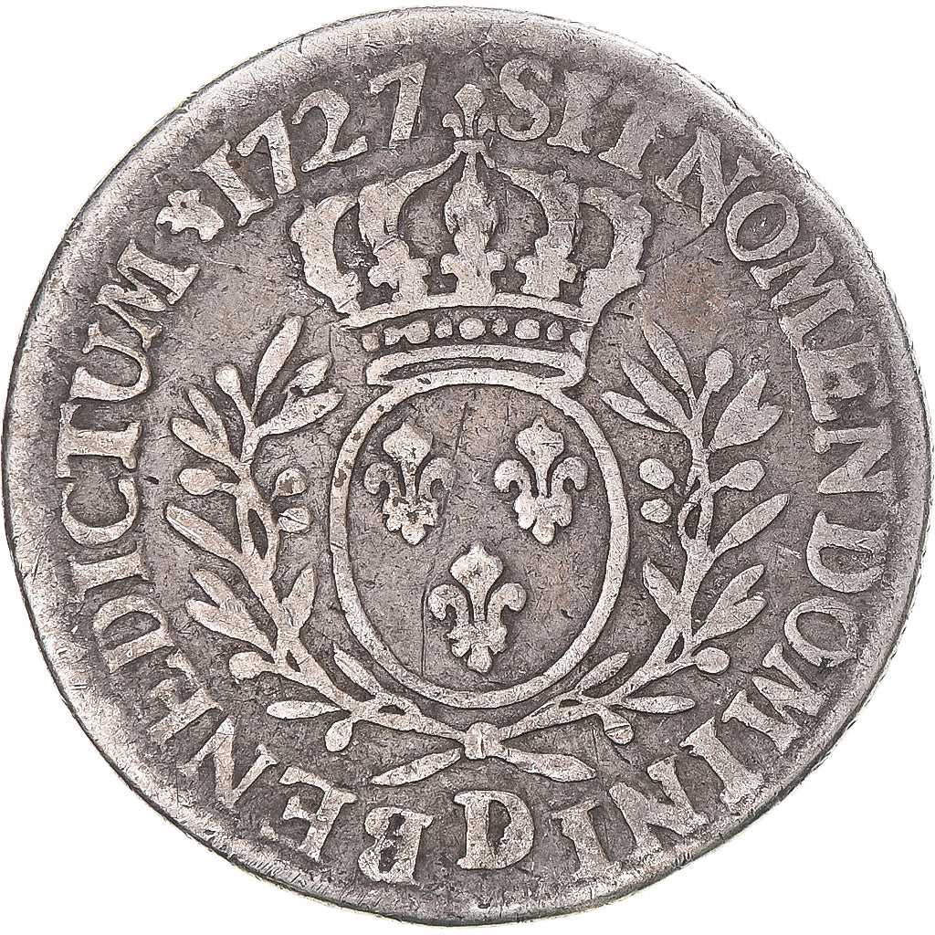 Munten, Frankrijk, Louis XV, 1/5 Écu aux branches d'olivier, 1727, Lyon, FR