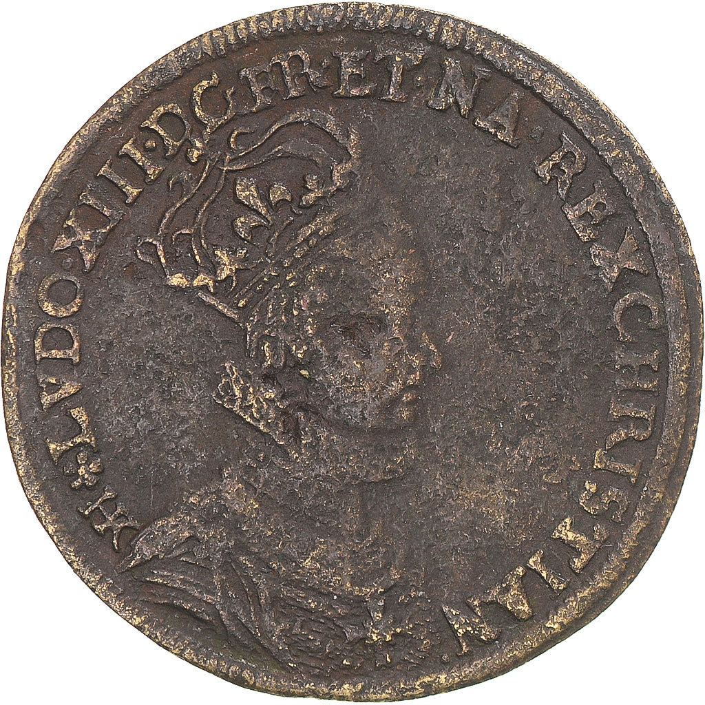 France, Médaille, Louis XIII, Sacre à Reims, 1610, TB, Cuivre