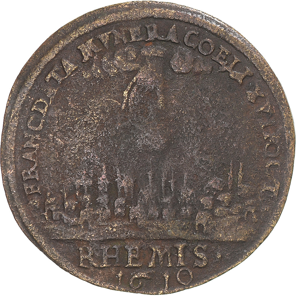 France, Médaille, Louis XIII, Sacre à Reims, 1610, TB, Cuivre