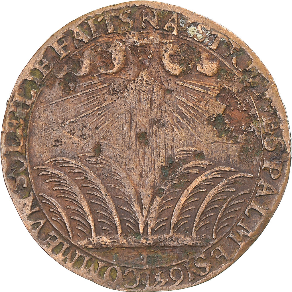 França, medalha, Louis XIV, Sacre à Reims, 1654, VF(30-35), Cobre