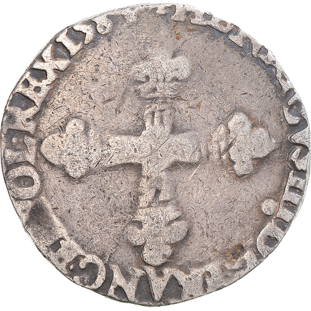 Moneta, Francia, Henri III, 1/4 d'écu à la croix de face, 1587, Rennes, B+