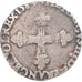 Moneta, Francia, Henri III, 1/4 d'écu à la croix de face, 1587, Rennes, B+