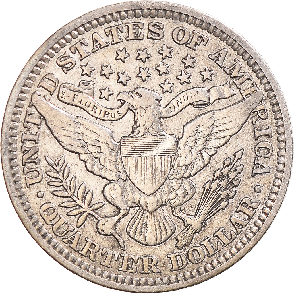 Coin, United States, Barber, Quarter, 1910, Philadelphia, AU(50-53), Silver