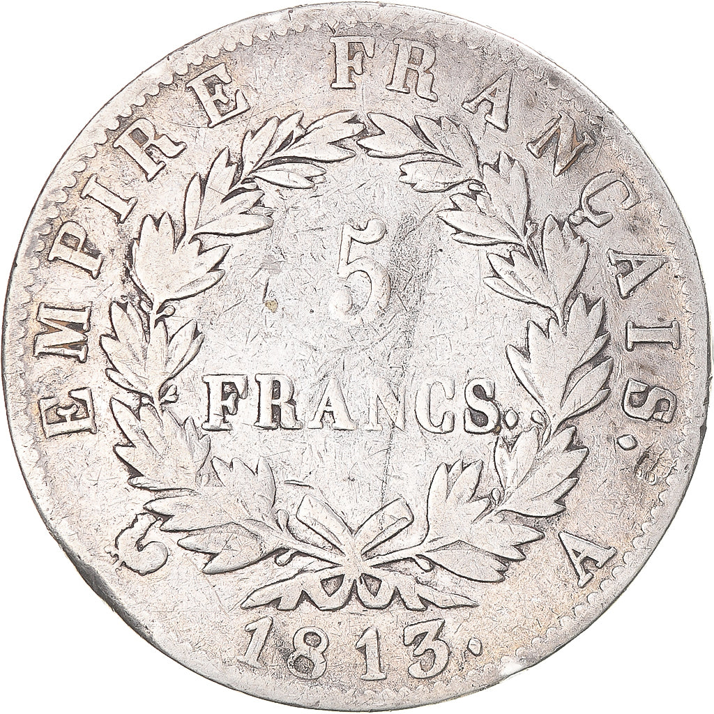 Coin, France, Napoleon I, 5 Francs, 1813, Paris, VF(30-35), Silver, Gadoury:584