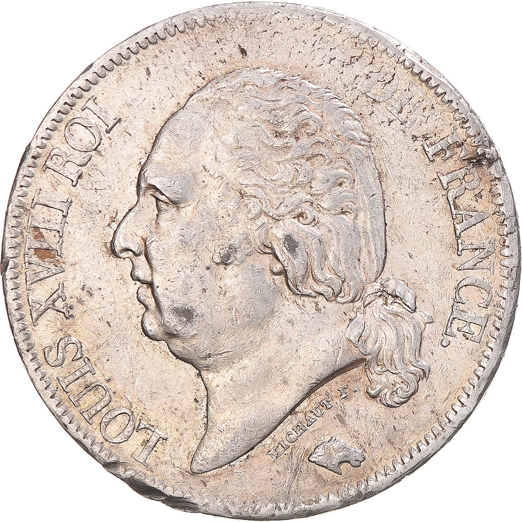 Moneta, Francia, Louis XVIII, 5 Francs, 1821, Lille, BB, Argento, Gadoury:577
