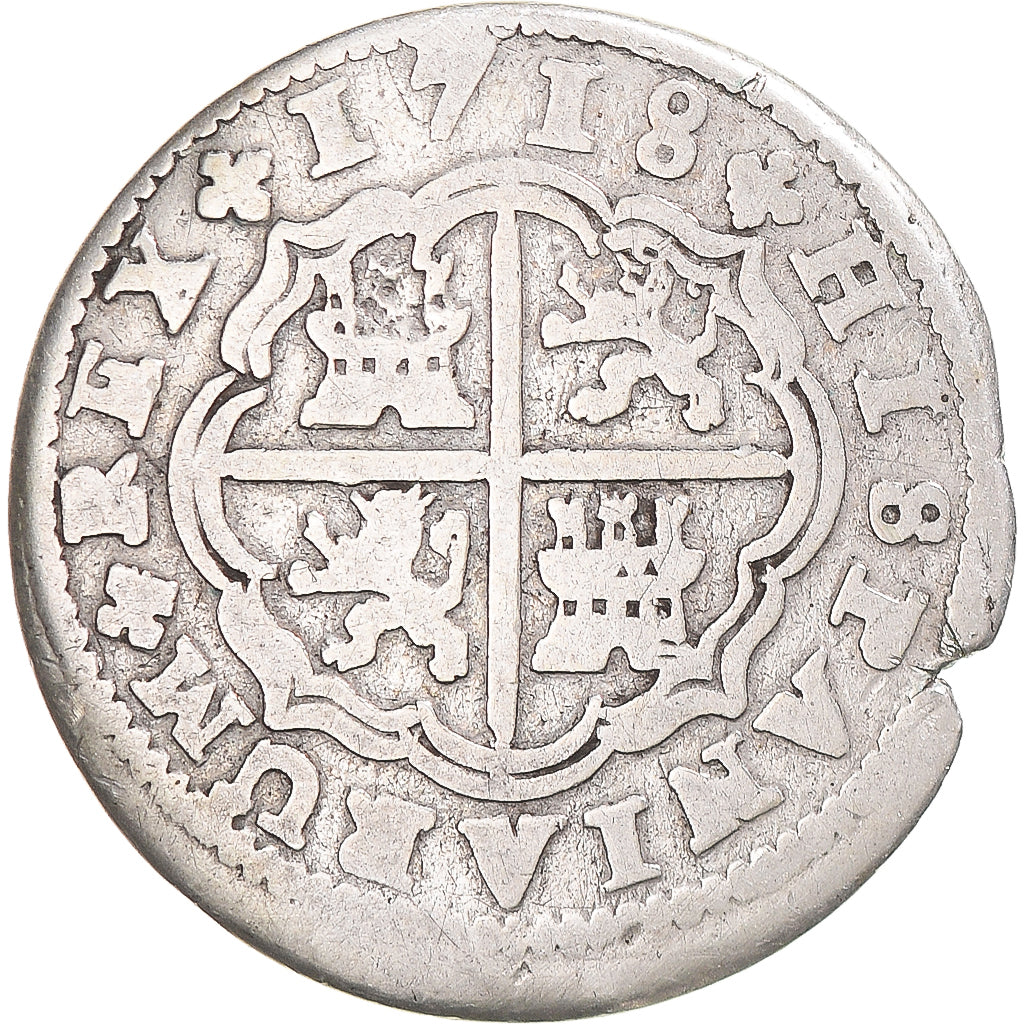 Moneda, España, Philip V, 2 Reales, 1718, Cuenca, BC+, Plata