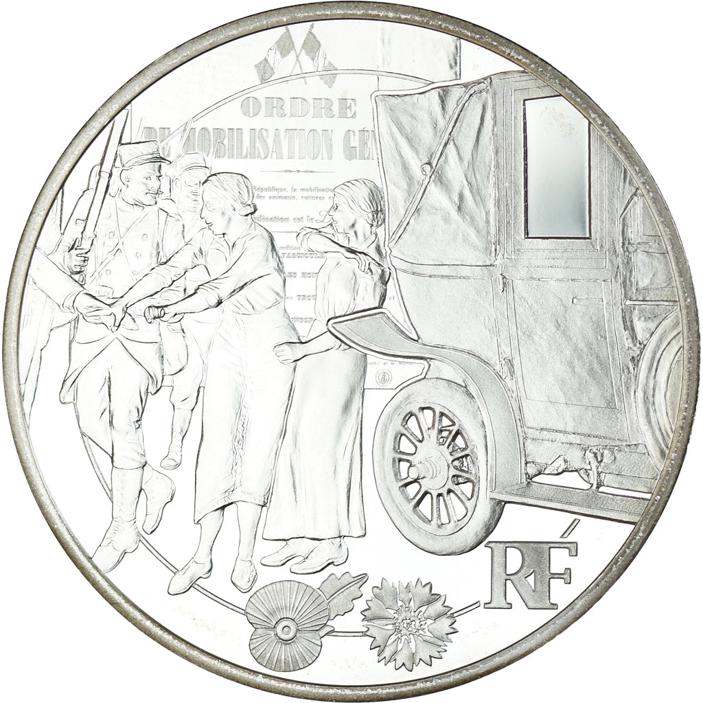 France, 10 Euro, 2014, Paris, Taxis de la Marne, MS(65-70), Silver
