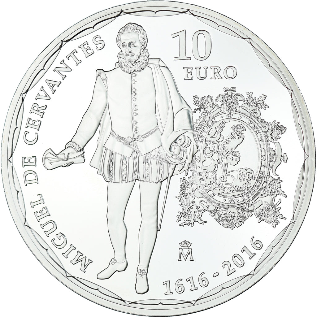 Spain, 10 Euro, 2016, Madrid, Cervantes, MS(63), Silver