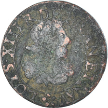 Coin, France, Louis XIII, Double Tournois, 1638, Troyes, VF(20-25), Copper