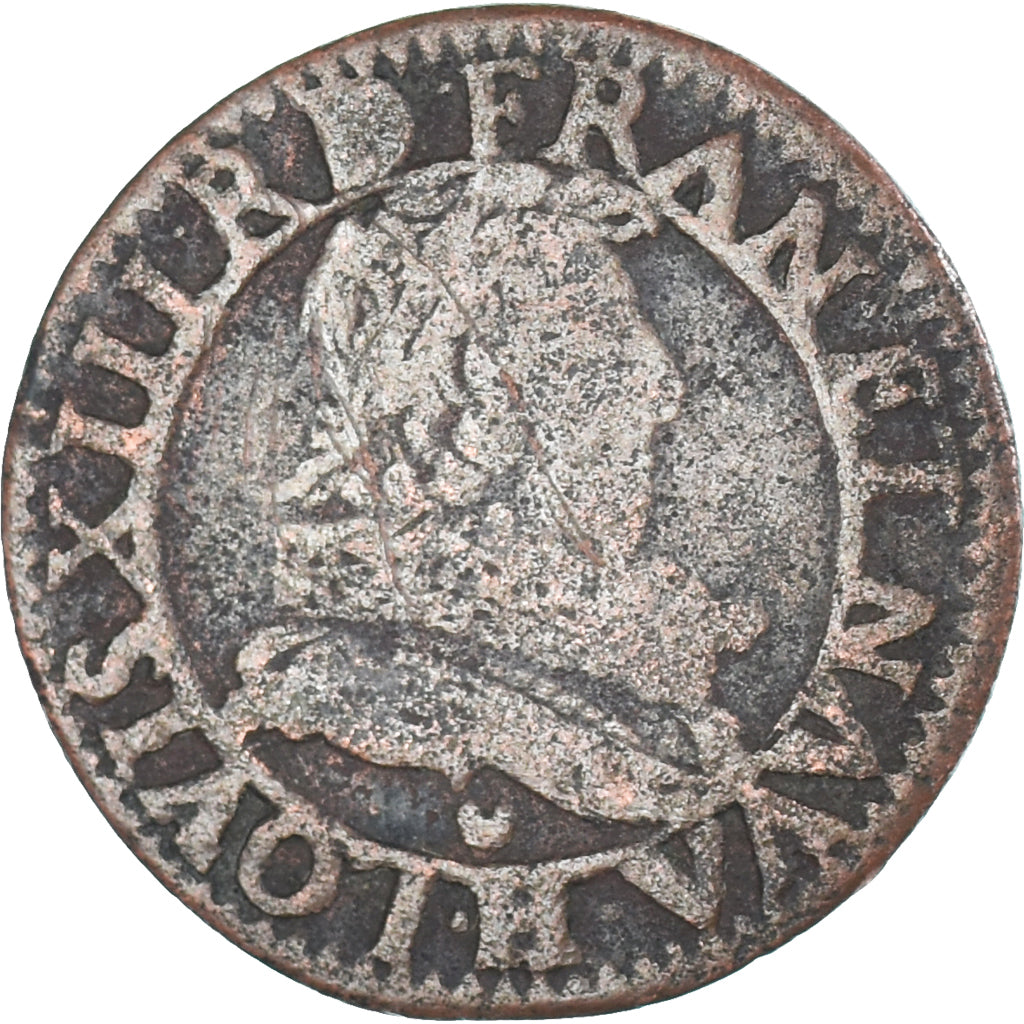 Monnaie, France, Louis XIII, Double Tournois, 1631, La Rochelle, TB+, Cuivre