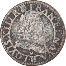Monnaie, France, Louis XIII, Double Tournois, 1631, La Rochelle, TB+, Cuivre