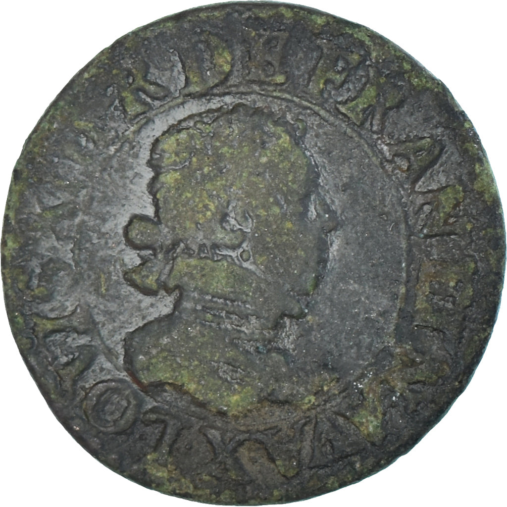 Moeda, França, Louis XIII, Double Tournois, 1616, Amiens, Rara, VF(20-25)