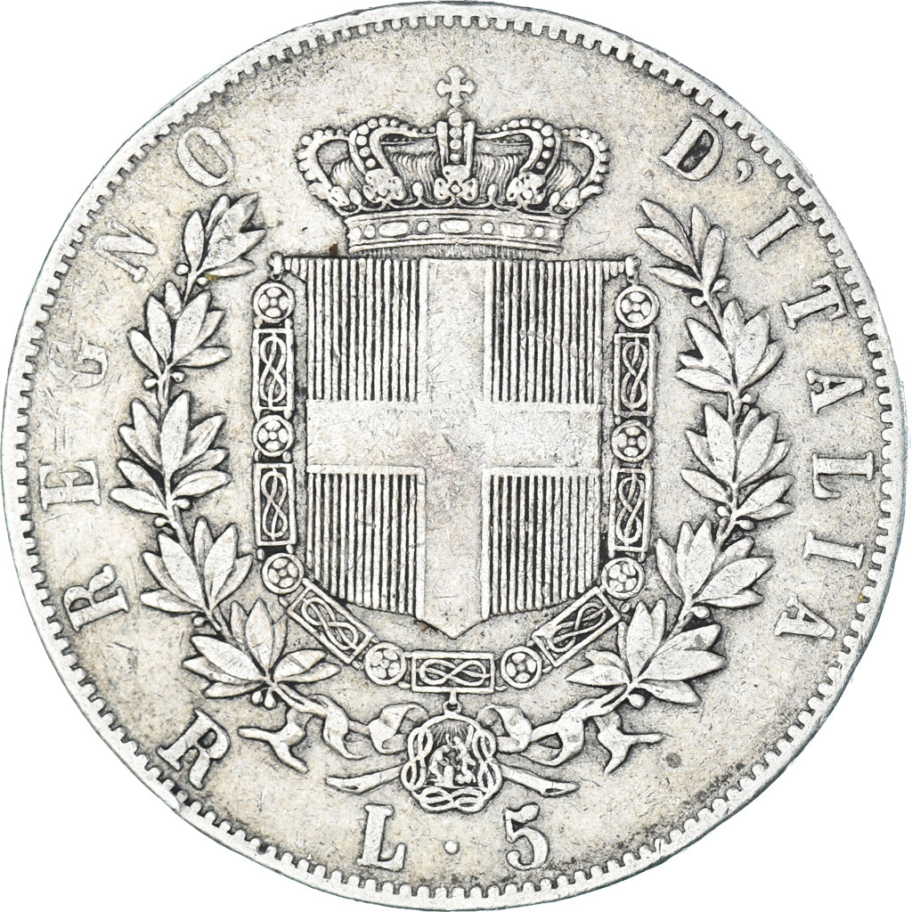 Coin, Italy, Vittorio Emanuele II, 5 Lire, 1876, Rome, EF(40-45), Silver