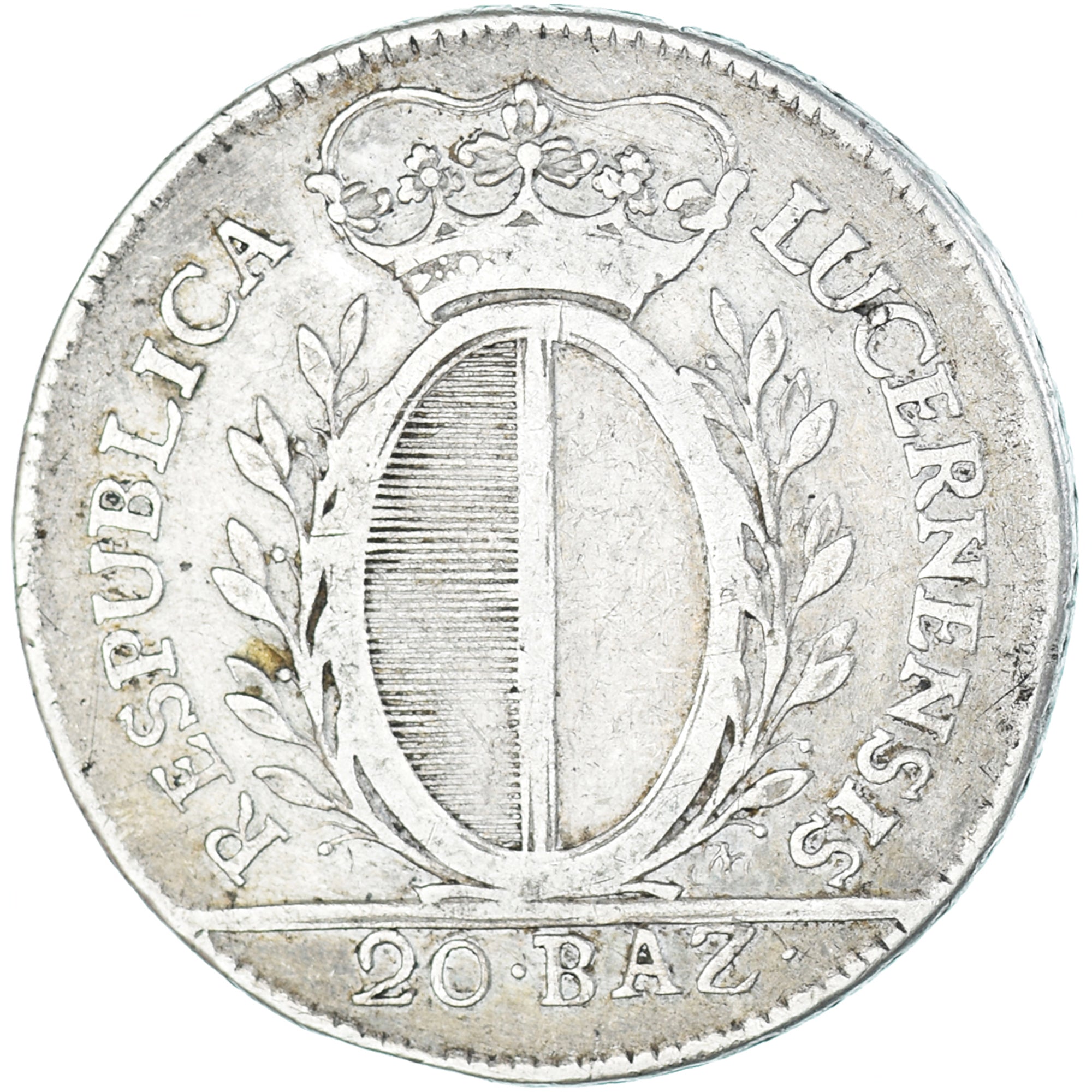 Moneta, CANTONI SVIZZERI, LUZERN, 20 Batzen, 1795, Lucerne, BB, Argento
