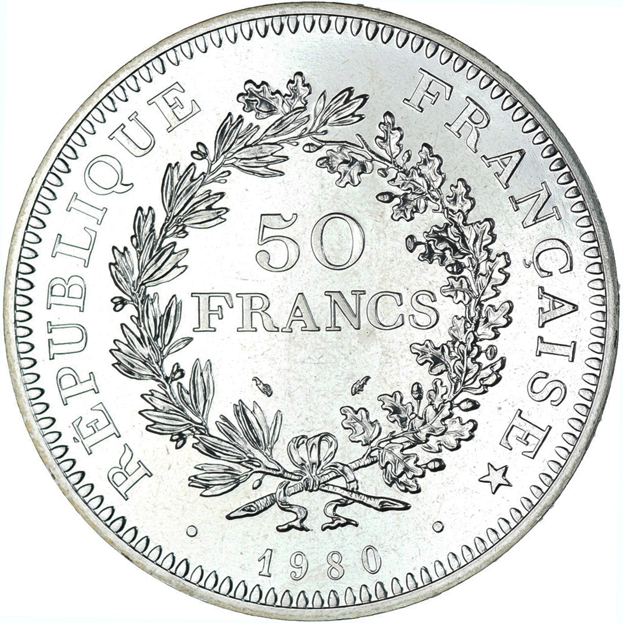 Coin, France, Hercule, 50 Francs, 1980, Paris, série FDC, MS(65-70), Silver