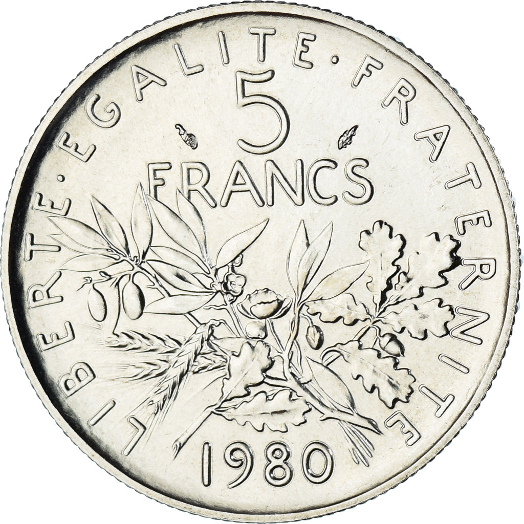 Münze, Frankreich, Semeuse, 5 Francs, 1980, Paris, série FDC, STGL