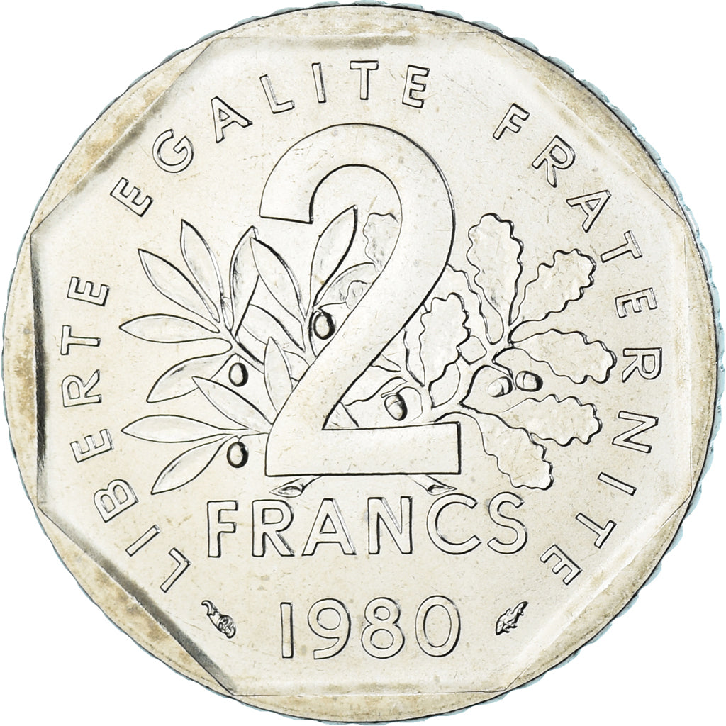 Munten, Frankrijk, Semeuse, 2 Francs, 1980, Paris, série FDC, FDC, Nickel